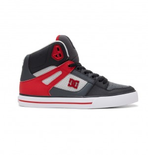 DC Pure Vysoke Tenisky Panske Siva Červené | DC Shoes Slovensko 50HZUKAEF