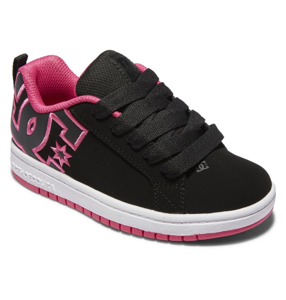 DC Court Graffik Tenisky Detske Čierne Ruzove | DC Shoes Slovensko 67HLFVBUX
