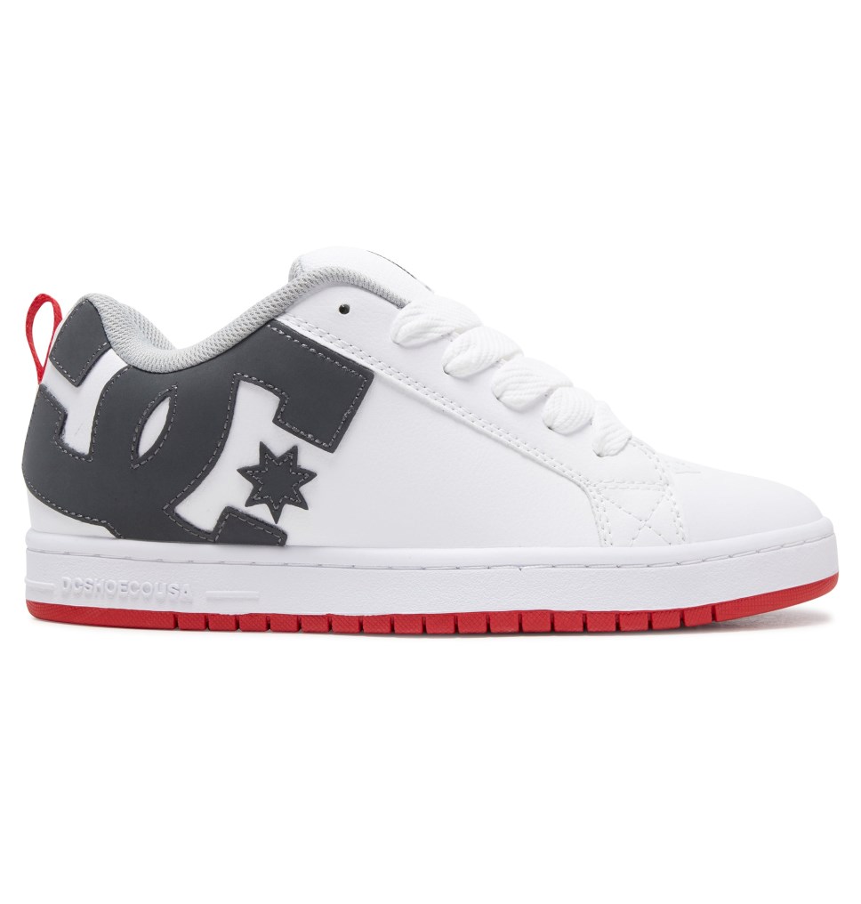 DC Court Graffik Tenisky Panske Biele Siva Červené | DC Shoes Slovensko 25KYWPCUG