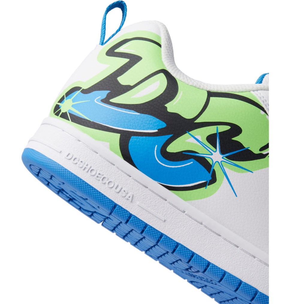 DC Graffiti Print Court Graffik Tenisky Panske Biele Svetlo Zelene Tyrkysové | DC Shoes Slovensko 94UFAZMVH