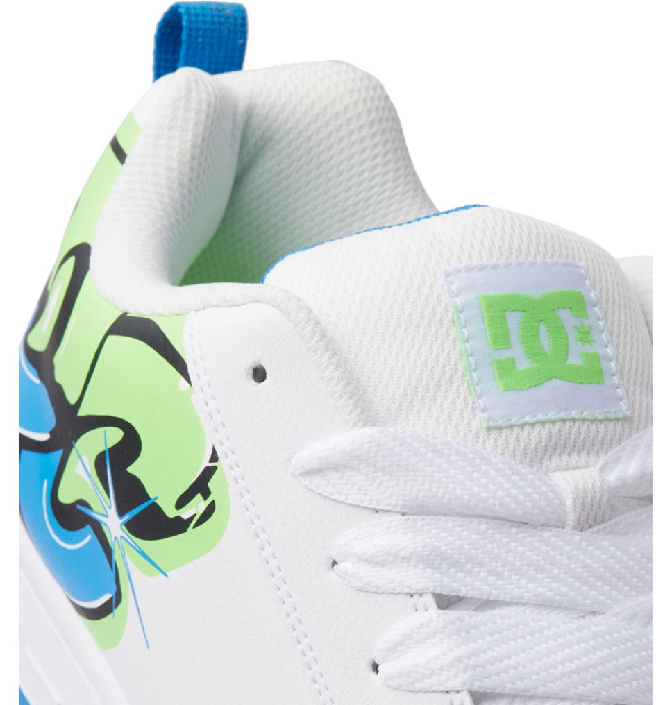 DC Graffiti Print Court Graffik Tenisky Panske Biele Svetlo Zelene Tyrkysové | DC Shoes Slovensko 94UFAZMVH