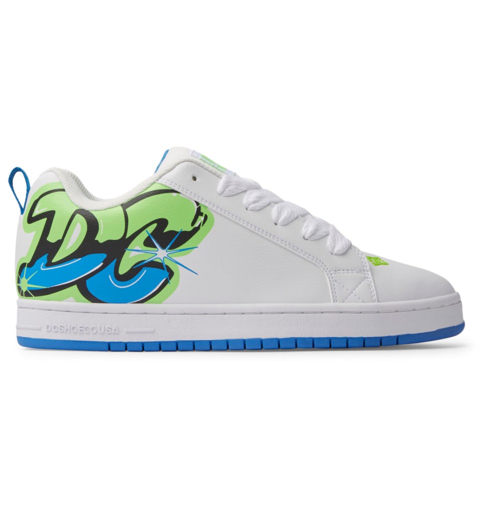 DC Graffiti Print Court Graffik Tenisky Panske Biele Svetlo Zelene Tyrkysové | DC Shoes Slovensko 94UFAZMVH