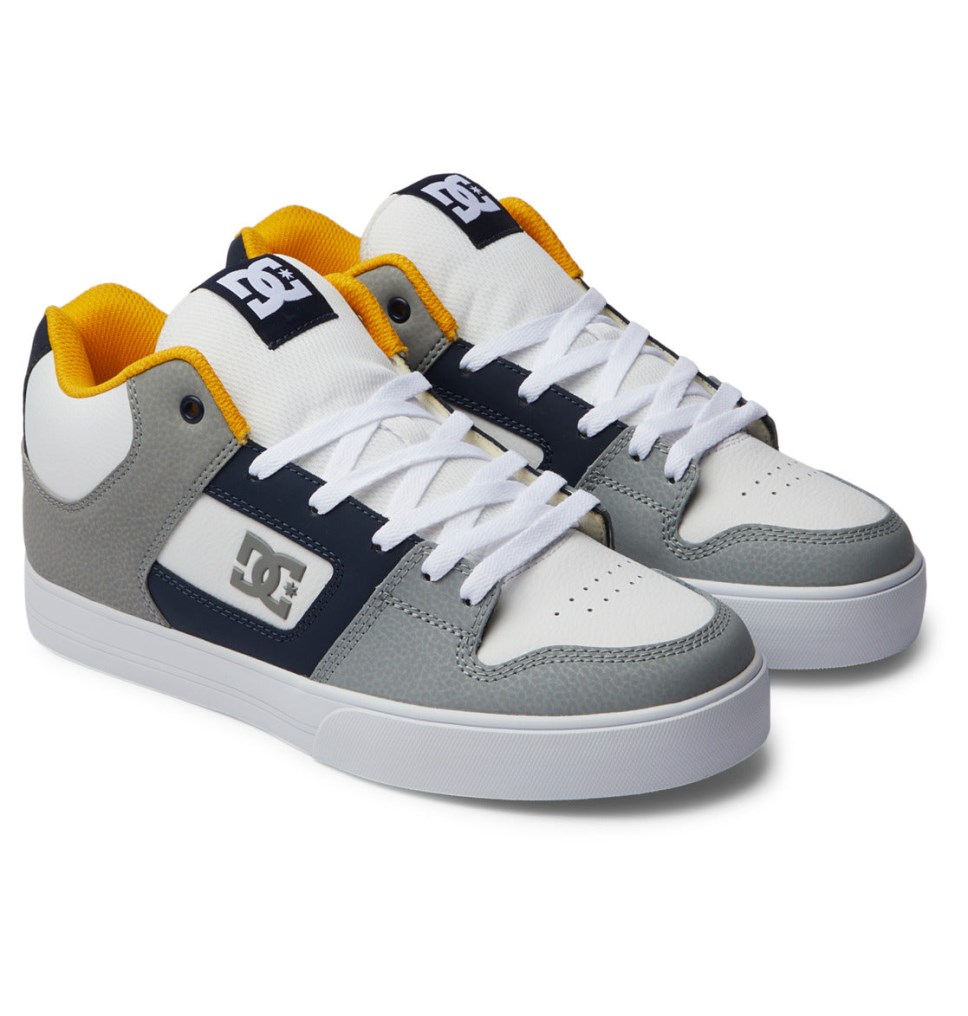 DC Pure MID Mid-Top Tenisky Panske Biele Námornícka Modrá | DC Shoes Slovensko 64QFGXDKN
