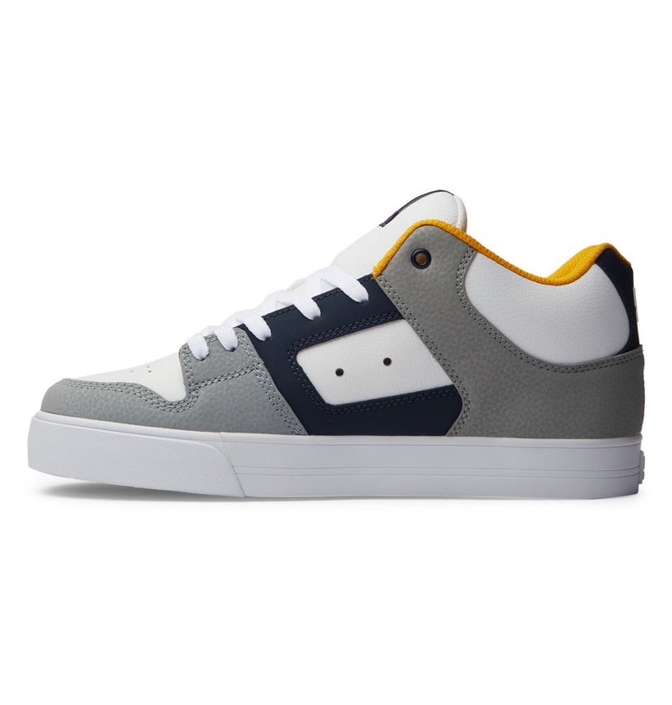 DC Pure MID Mid-Top Tenisky Panske Biele Námornícka Modrá | DC Shoes Slovensko 64QFGXDKN