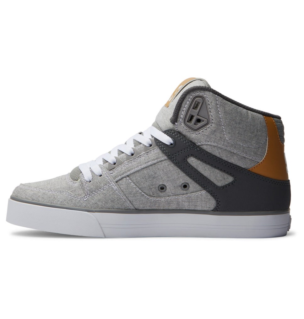 DC Pure Vysoke Tenisky Panske Siva Biele | DC Shoes Slovensko 04JICRUBD