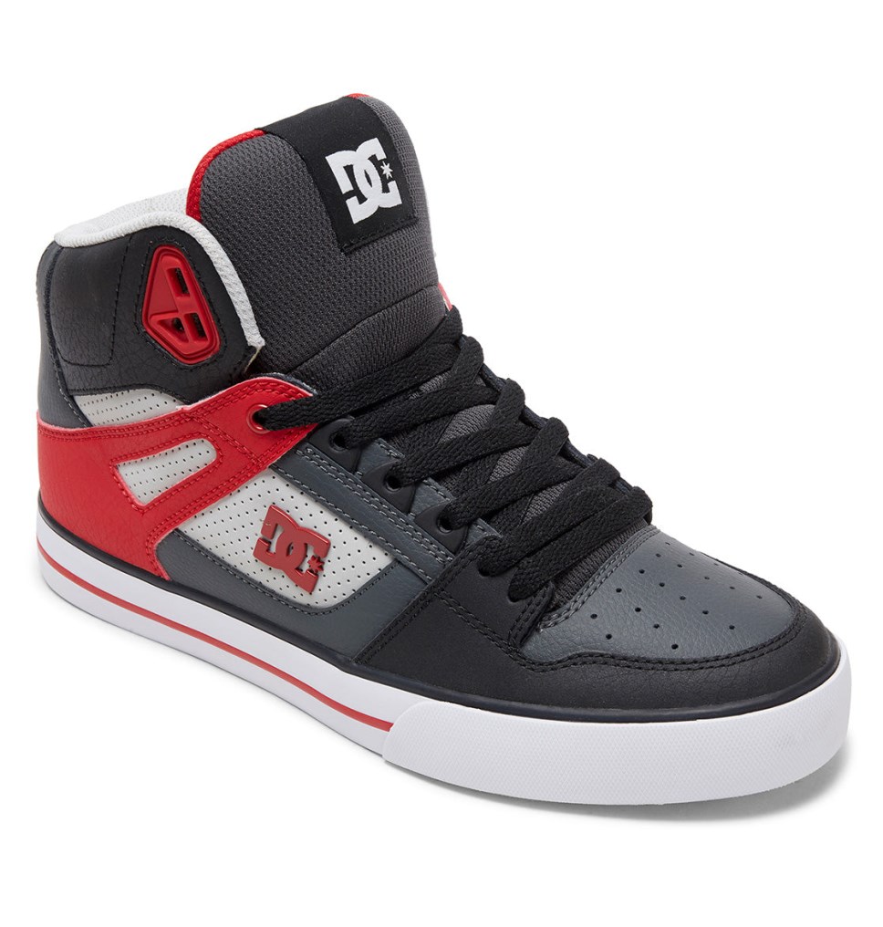 DC Pure Vysoke Tenisky Panske Siva Červené | DC Shoes Slovensko 50HZUKAEF